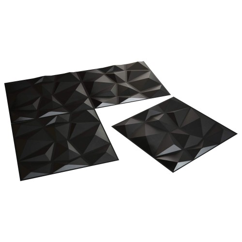 3D Decorative Wall Panel (50x50cm) 10 Panels - Black