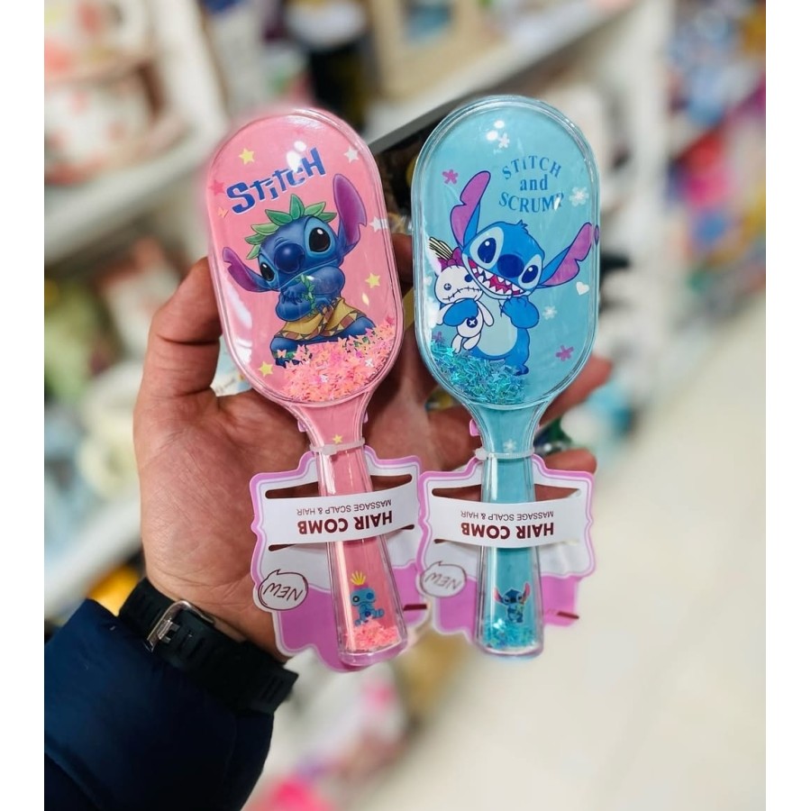 Stitch Square Long Handle Sequin Quicksand Hair Comb