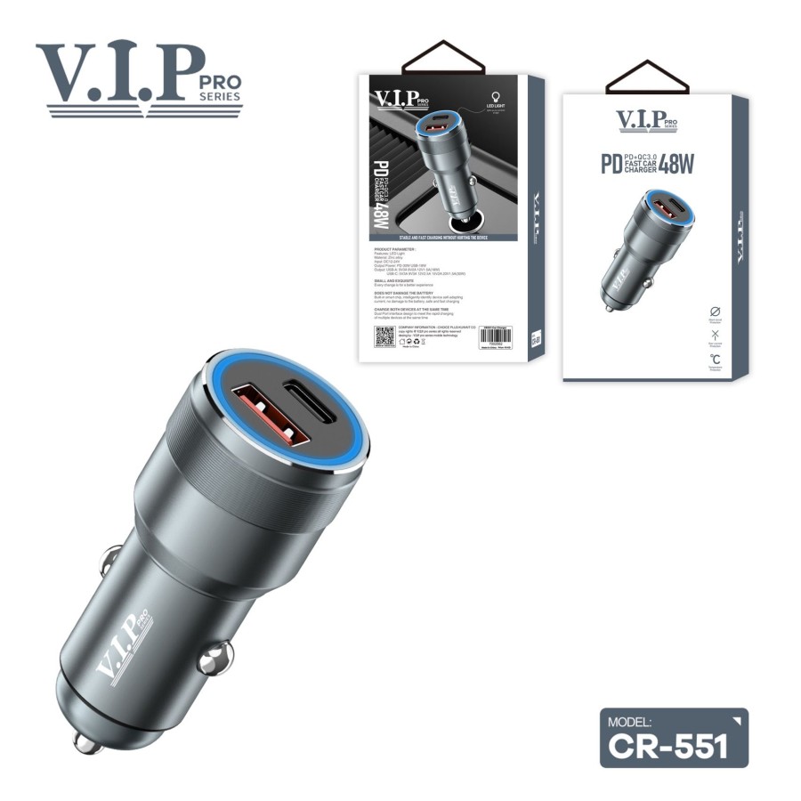 VIP Pro Series Fast Car Charger Pd 48w (CR-551)