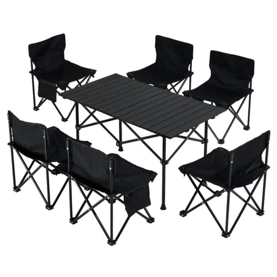 Outdoor Camping Folding Table Set for - 6 Person