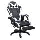 TX Gaming Chair Sport 180° Tilt With Footrest– White/Balck
