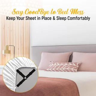 4Pcs Bed Sheet Straps, Sheet Holders for Corners, Full Mattress Cover  Fitted Sheet Clips to Hold Sheets in Place, Premium Nickel plated Bed Sheet  Clips with Adjustable Bed Bands