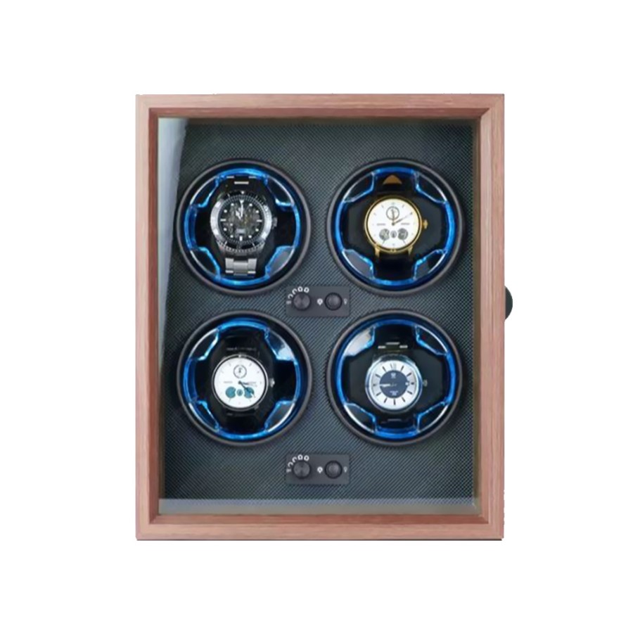 Wooden Watch Winder for Rolex & Luxury Watches – 4-Slot Box