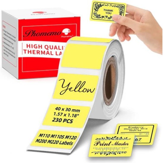 Phomemo Printer Labels 40x30mm/230Pcs Square - Yellow