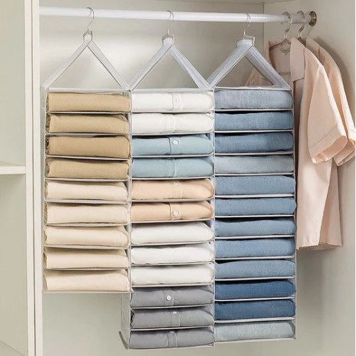 Clear Wardrobe Storage Racks with Hooks