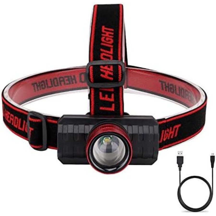 Q5 LED Headlamp USB Rechargeable Headlight Zoomable Head Torch Lamp Flashlight