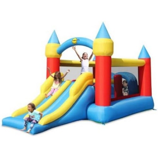 Happy Hop Obstacle Course Castle with Double Slide