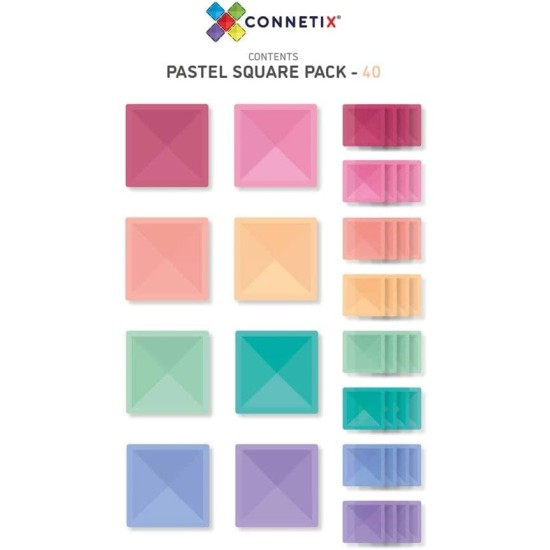 Connetix Pastel Square Pack 40 Pieces