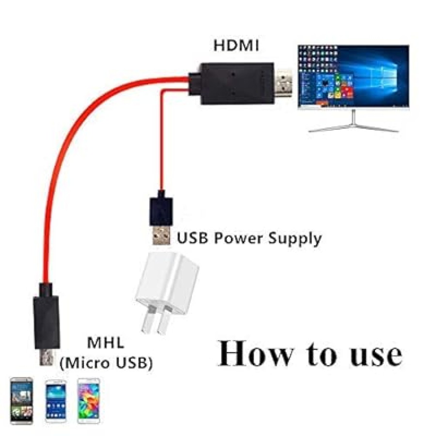 Micro USB to HDMI Adapter Cable, MHL to HDMI Adapter for Android Devices