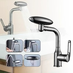 High-Pressure Swivel Water Faucet with Four Spray Modes