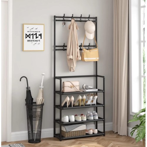 5-Tier Shoe Coat Railing Rack 78x145cm (Home Rack)