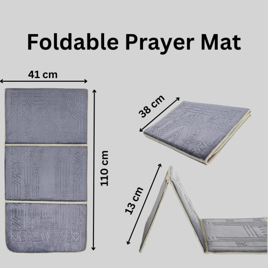 Prayer Rug Mat with Back Sitter Support - Grey