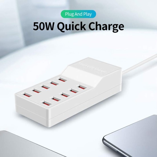 T8 Plus Smart Charger USB-C 10-Port – 72W Total Output