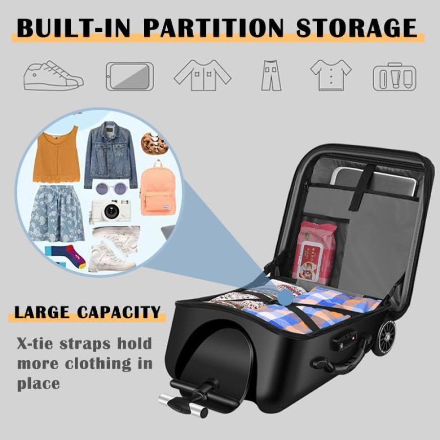 2-in-1 Children Ride-On Suitcase Luggage Travel Bag - Pink