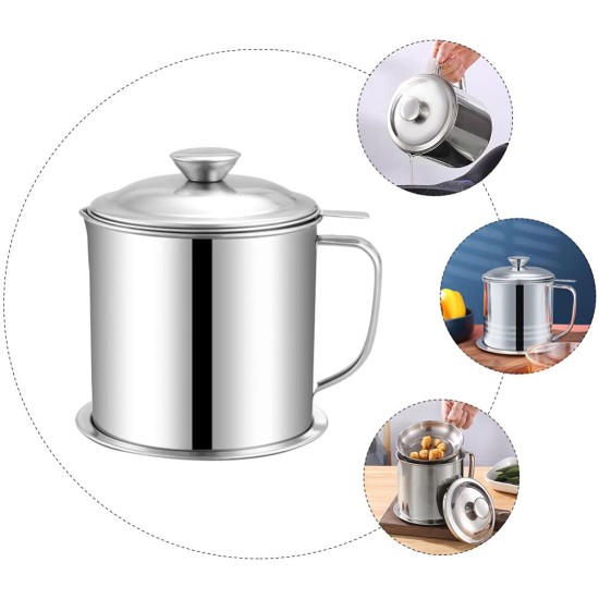 Stainless Steel 2. 0L Kitchen Cooking Oil Filter jar