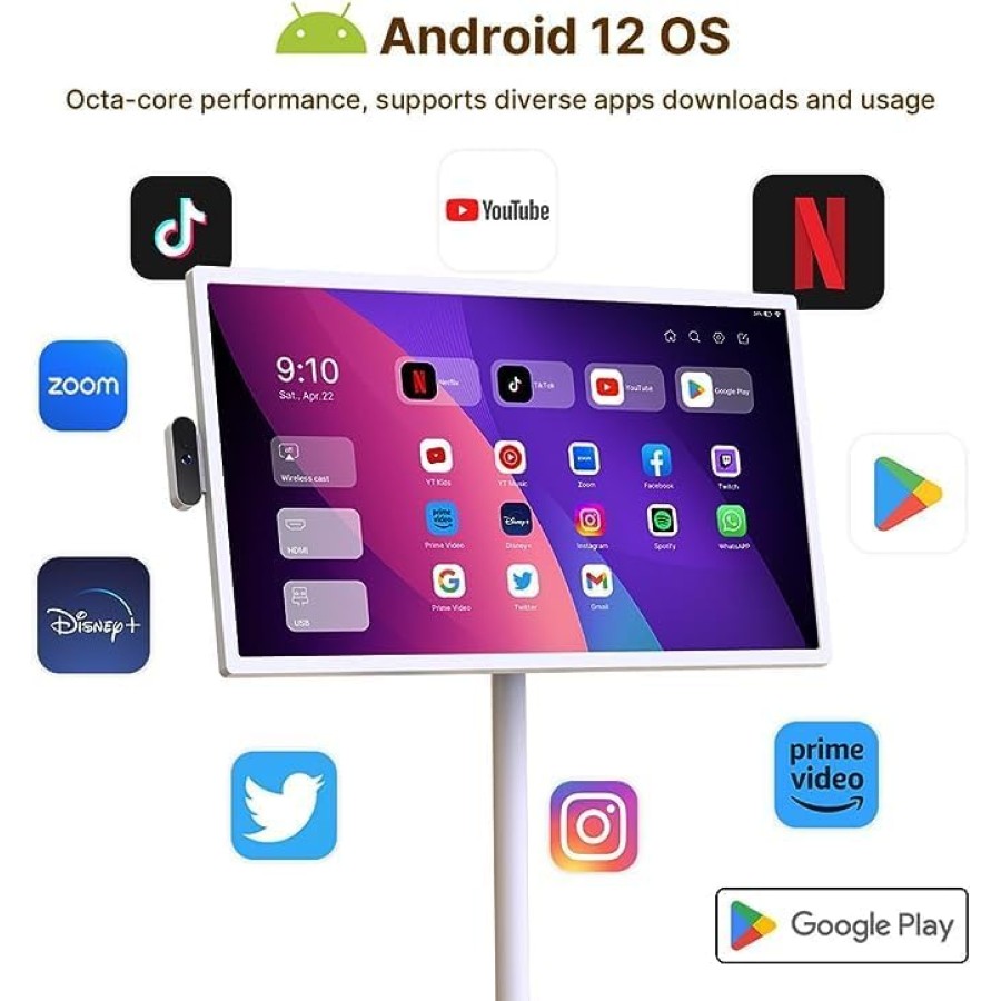 Taktik  32inch Portable Smart Touchscreen Monitor - 1080p 4K FHD