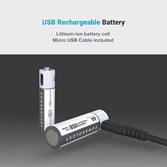 Powerology USB Rechargeable Lithium-ion Battery AA( 4Pack ) 450mAh / 675mWh