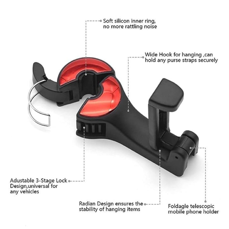 Car Seat Back Hooks Universal 360° Rotation