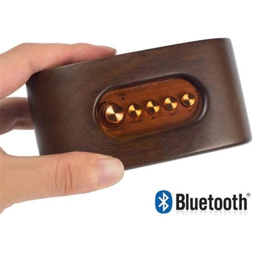 MH2022 Retro Wooden Bluetooth Speaker With Clock Alarm