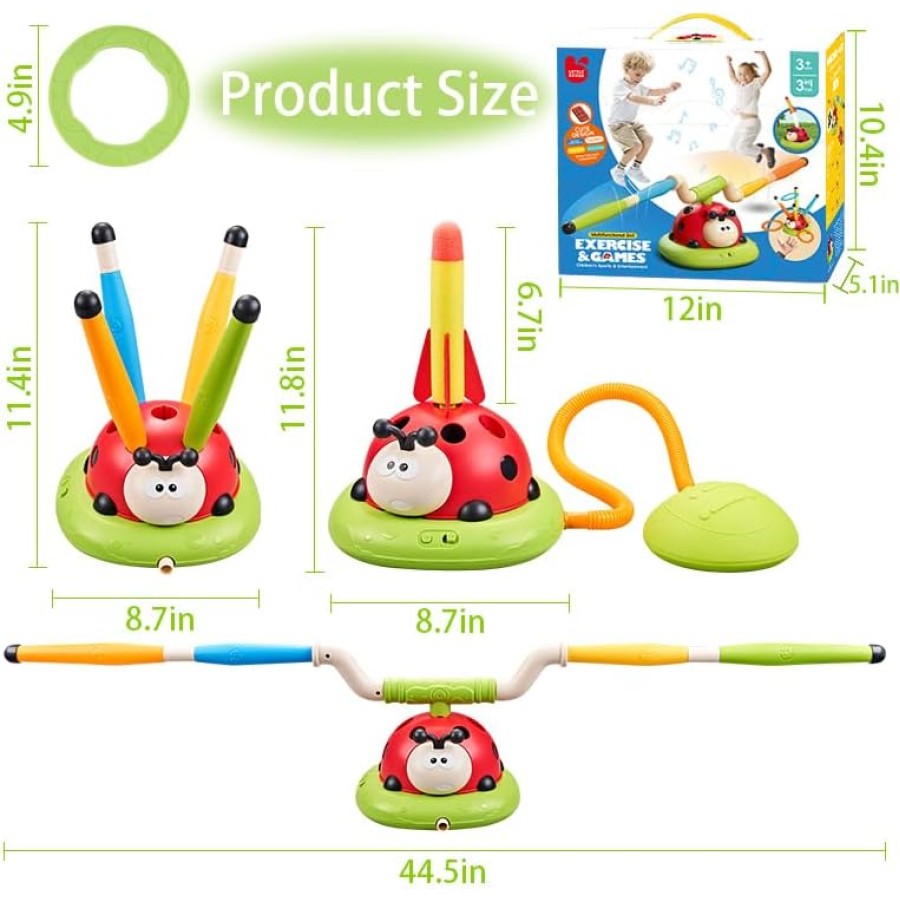 Multifunctional 3-in-1 Rocket Launcher Toy with Music & Ring Toss