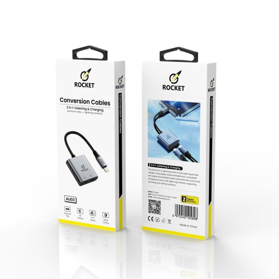 Rocket AU04 2 in 1 Conversation Cable (Audio + Charge) Lightning