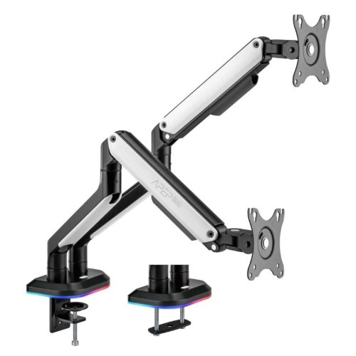 Sades Apep SA-MS02 RGB Dual Monitor Mount Arm (Max Screen size 32"/9KG Per ARM) - White