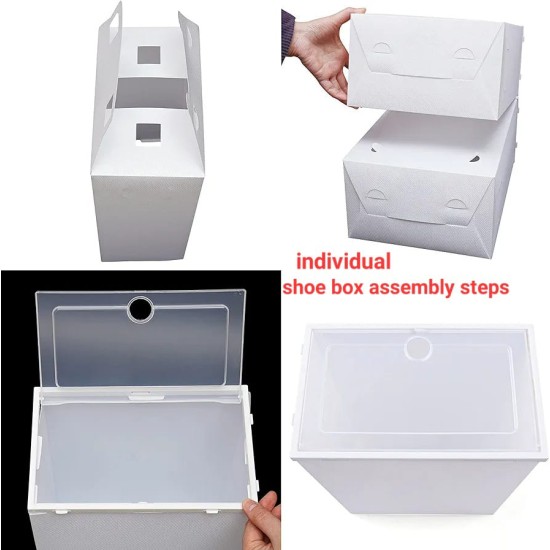  Foldable Stackable Shoe Box Clear Storage Case - 1PCS Box