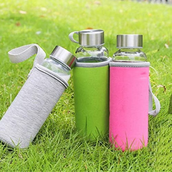 Sport Glass Water Bottle With Cover 550ml
