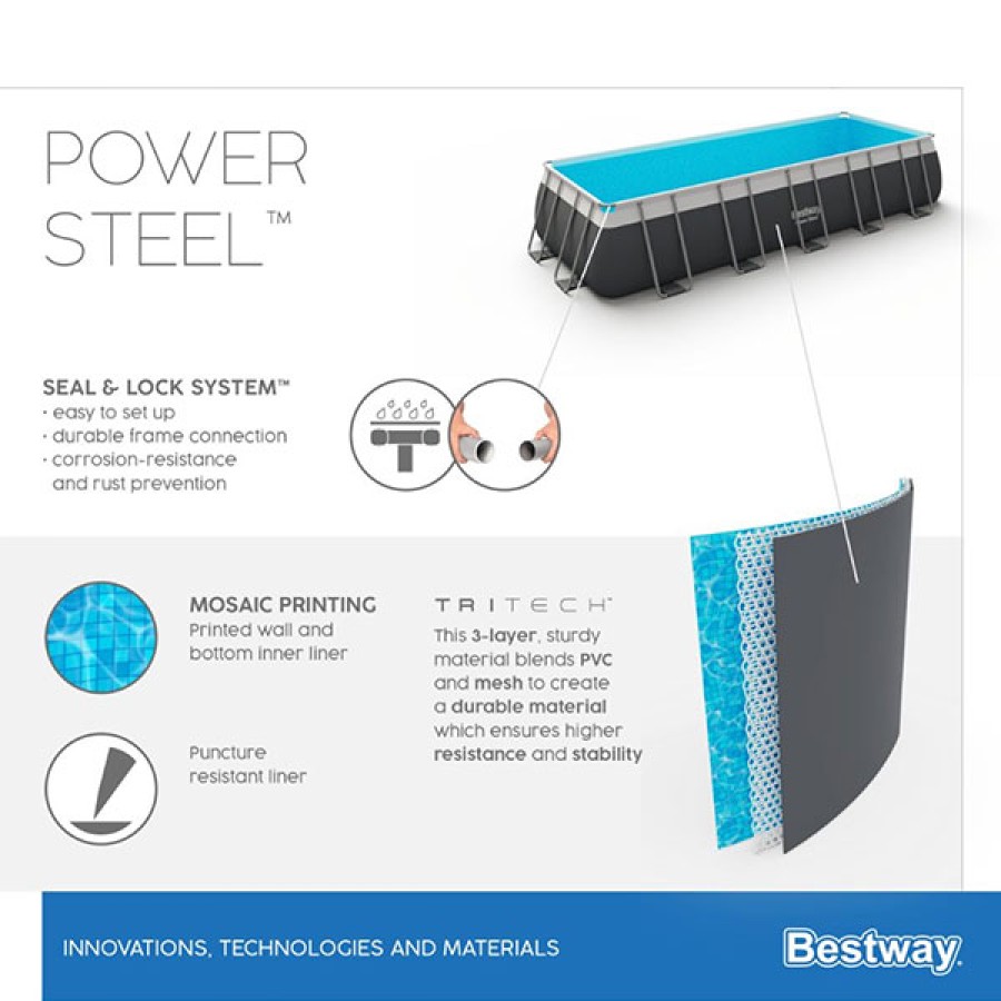 BESTWAY Power Steel Rectangular Pool Set - 5619Q (549x274x132cm) BESTWAY Power Steel Rectangular Pool Set - 5619Q (549x274x132cm)