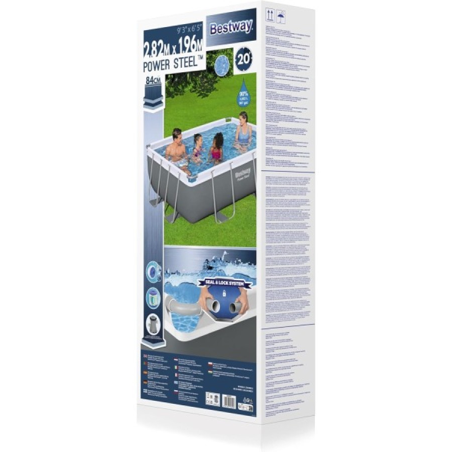 BESTWAY Power Steel Rectangular Frame Pool- 56629 (282x196x84cm) BESTWAY Power Steel Rectangular Frame Pool- 56629 (282x196x84cm)