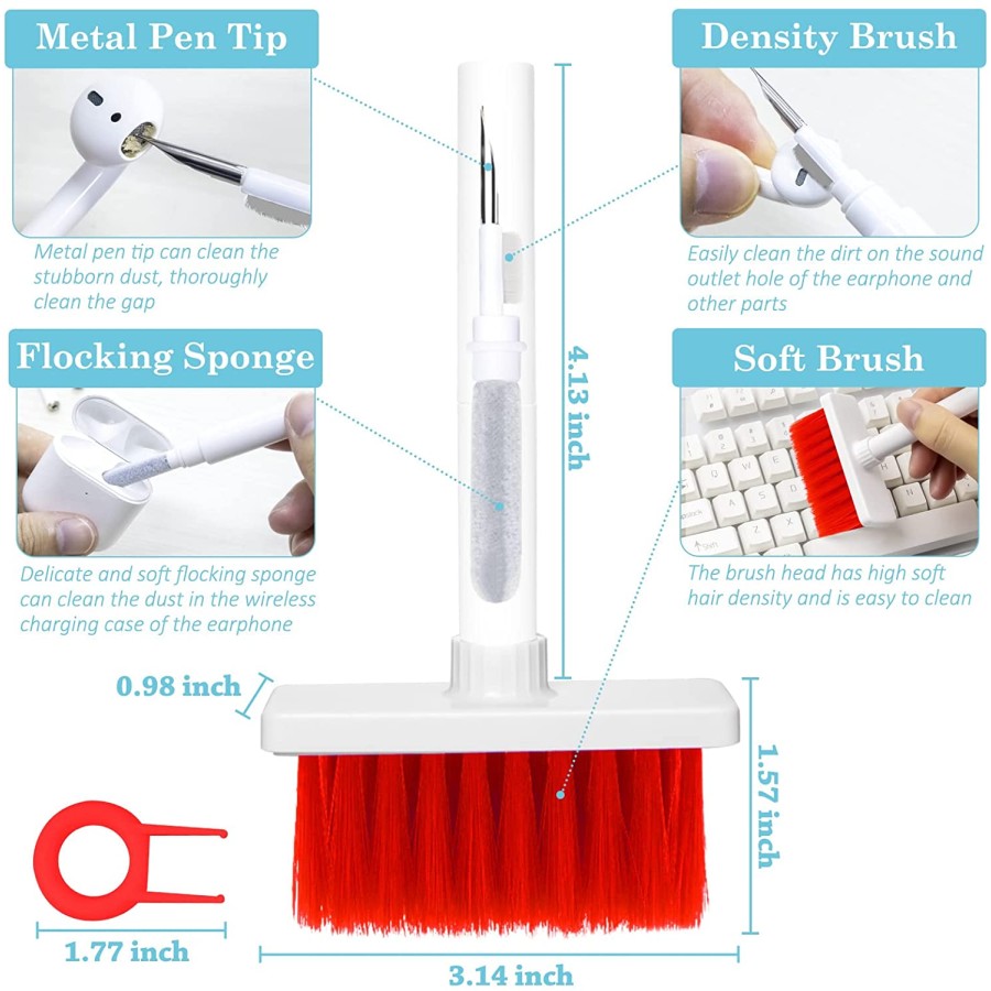 5 In 1 Keyboard Cleaning Brush Kit Soft Brush, Keyboard Dust Cleaner - Orange