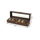 6 Slot Brown Wooden TRAVEL Watch Box Leather Watch Box Display Case
