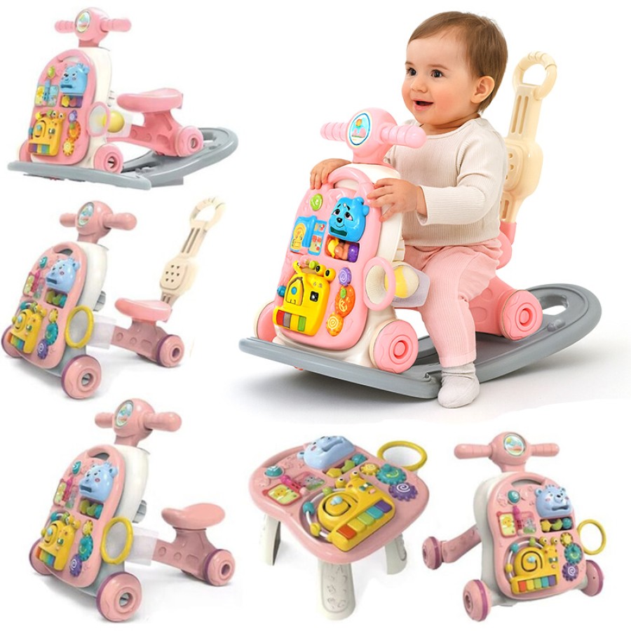 Multifunction 6-in-1 Baby Walker Rocking Chair Toy with Music - Pink (14241)