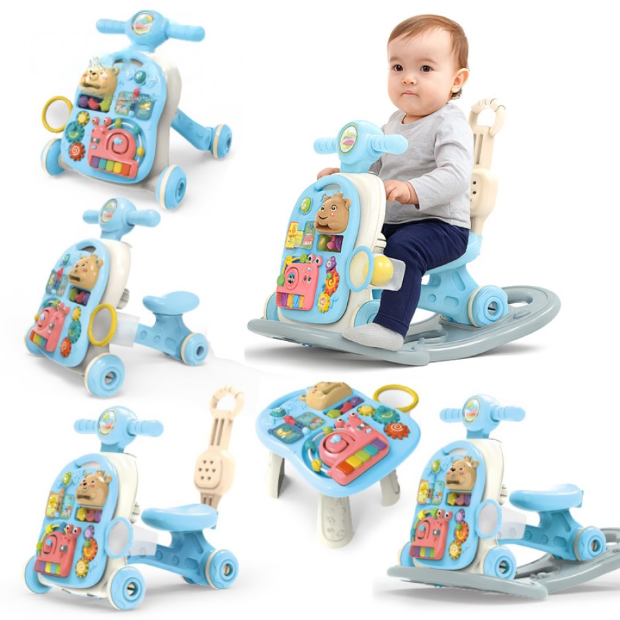 Multifunction 6-in-1 Baby Walker Rocking Chair Toy with Music - Blue (14242)