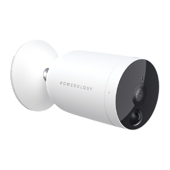 Powerology Wifi Smart Outdoor Wireless Camera Built-in Rechargeable Battery With 3 Months Standby - White