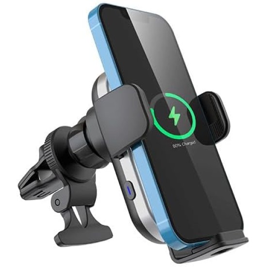Powerology Dual Coil Car Mount Wireless Charger Built-in Cooling Fan 15W