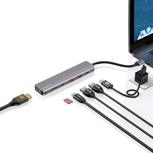 Powerology 6-in-1 Slim 4K HDMI USB-C Hub