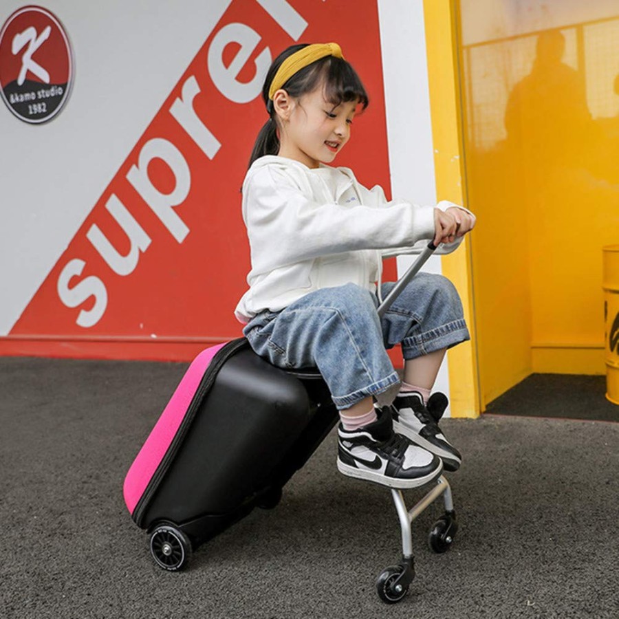 2-in-1 Children Ride-On Suitcase Luggage Travel Bag - Pink