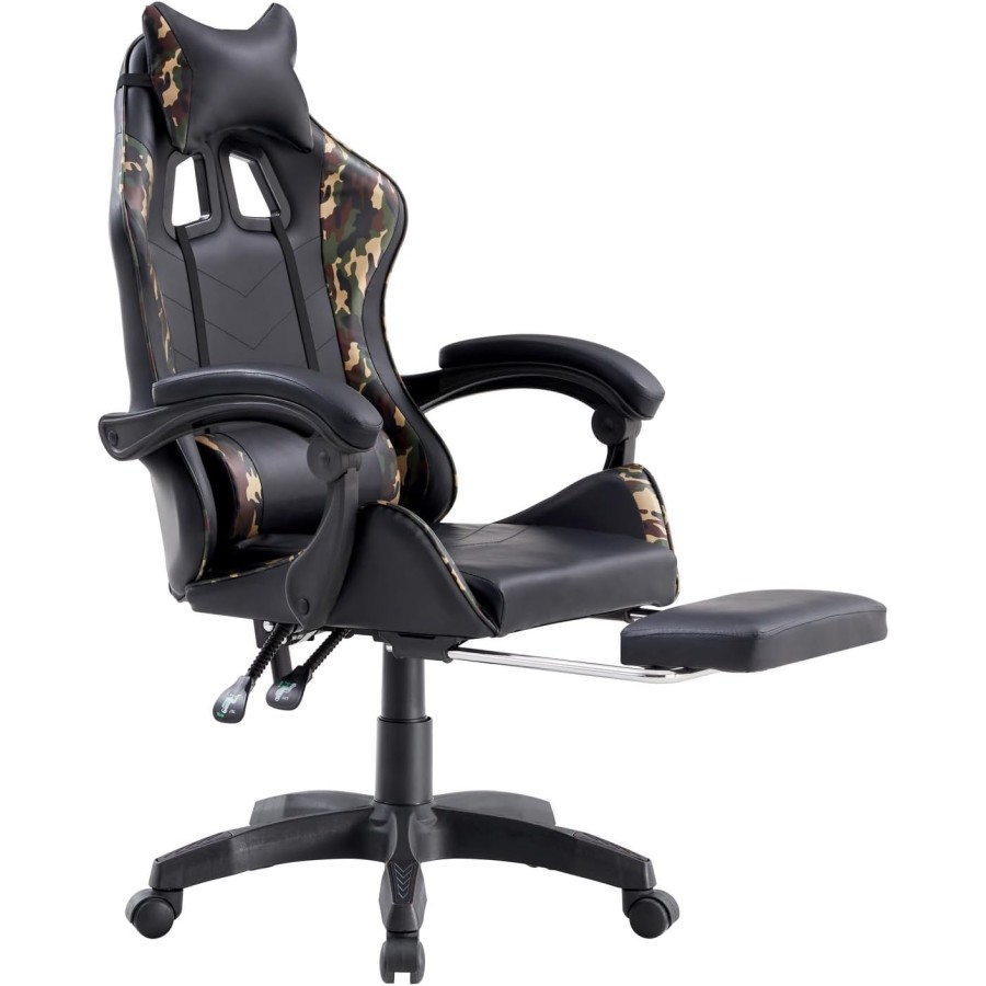 TX Gaming Chair Sport 180° Tilt With Footrest– Cameo / Black