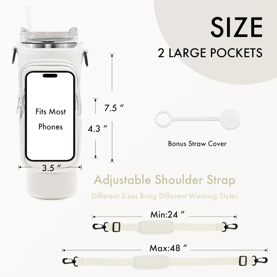 Stanley 30/40 oz Tumbler, Water Bottle Carrier Bag with Strap - Beige Stanley 30/40 oz Tumbler, Water Bottle Carrier Bag with Strap - Beige
