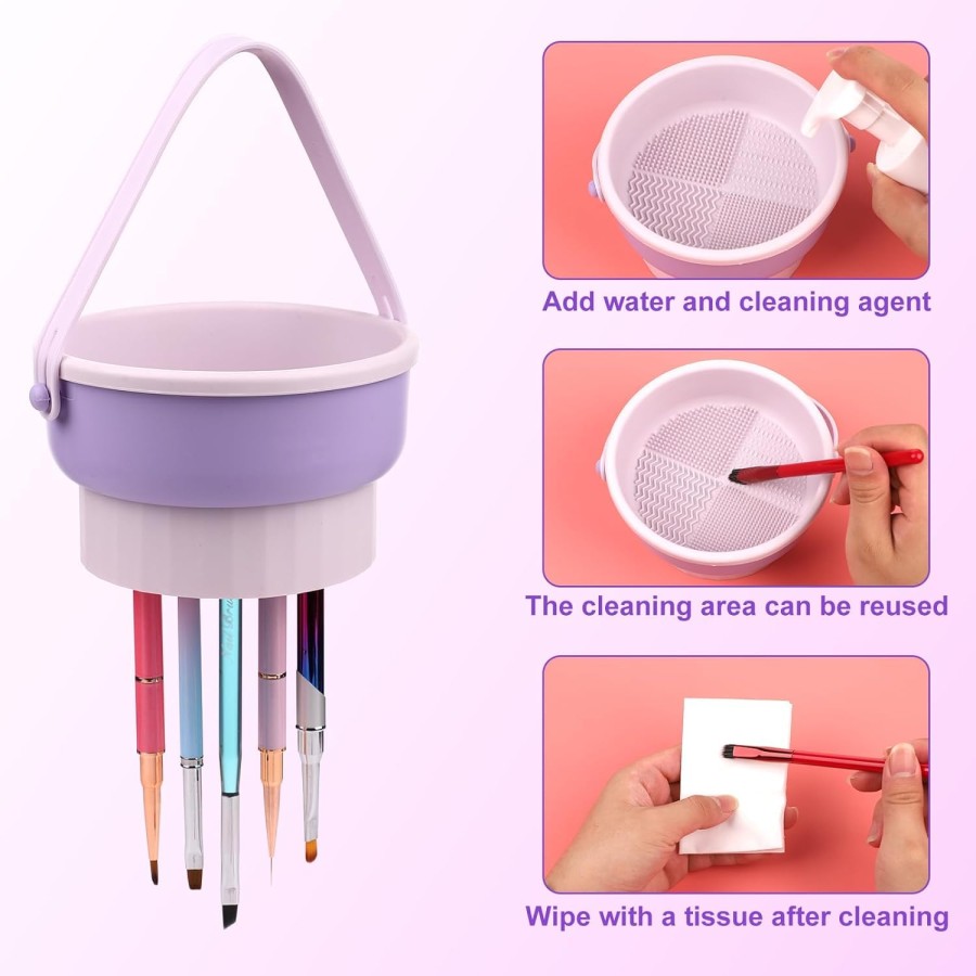 3 in 1 Silicone Makeup Brush Cleaner Bowl with Brush Drying