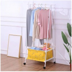 Metal Clothes Hanger with Built-In Fabric Storage Box geen box Metal Clothes Hanger with Built-In Fabric Storage Box geen box
