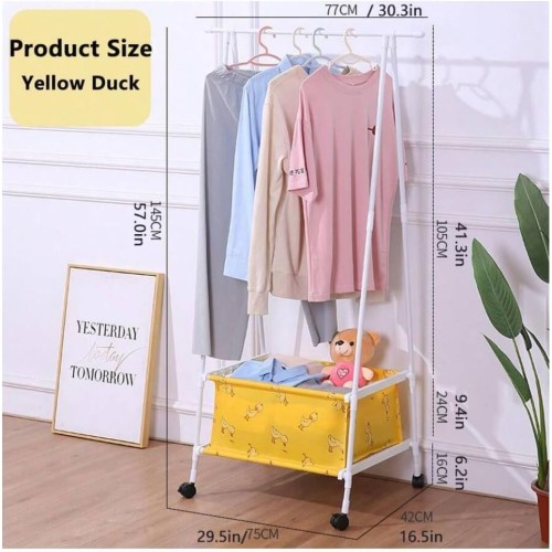 Metal Clothes Hanger with Built-In Fabric Storage Box geen box