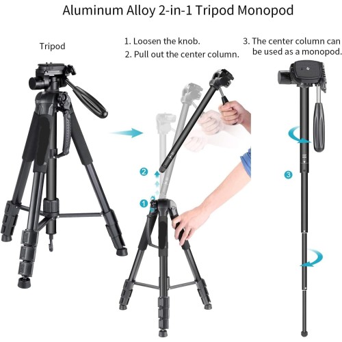 Plokama PK-9950 Portable Aluminum Alloy Camera 2-in-1 Tripod Monopod Max