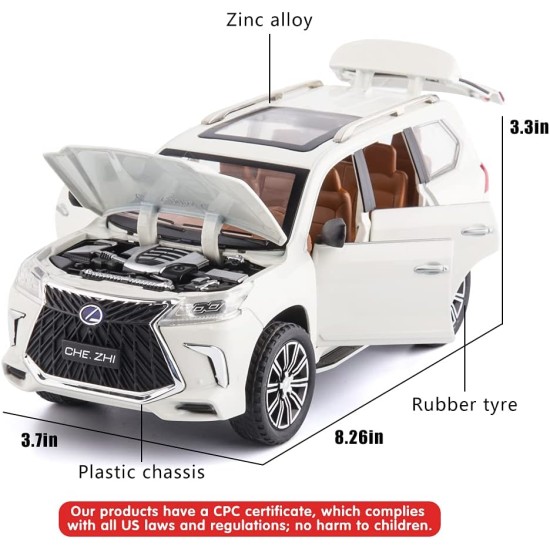 Lexus 570 Off-Road in Luxury SUV Model Car, Zinc Alloy Pull Back Toy car - White