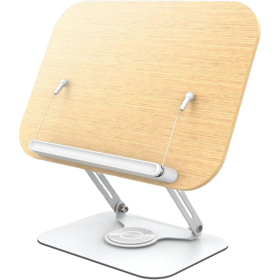 360 Degree Rotatable Desktop Book Holder Wood Panel Laptop Stand