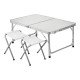 Aluminum Folding Picnic Table, with 2 Benches - White