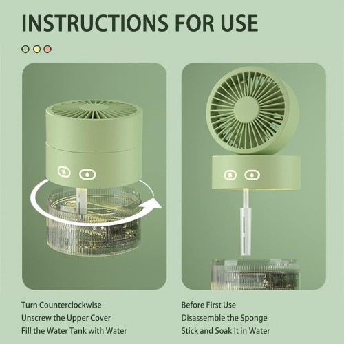 Foldable Small Desk Fan with Cool Breeze Humidification Spray