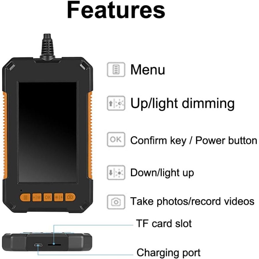 Endoscope Camera 1080P HD 4.3inch LCD Screen Endoscope IP67 Waterproof With 8 LED lights