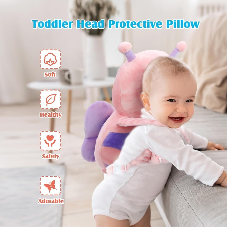 Child Head Protection Pillow - Pink Butterfly